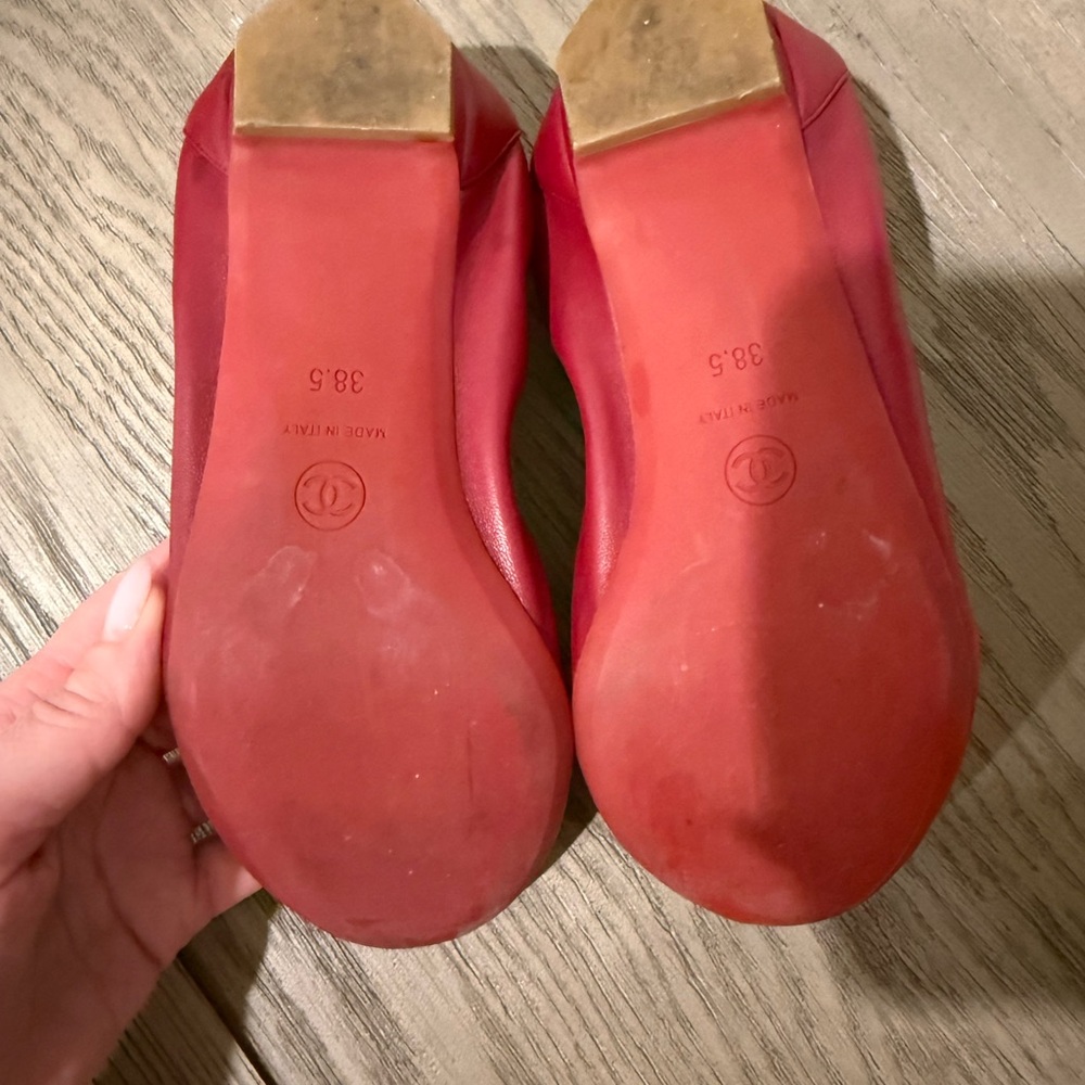 CHANEL Red Leather ballet flats - Picture 3 of 5